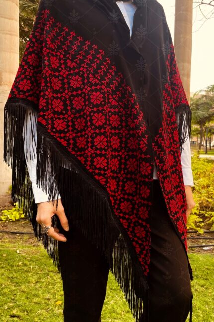 Hand-embroidered triangular shawl