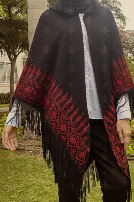 Hand-embroidered triangular shawl